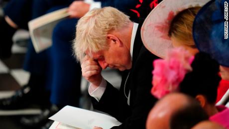 Le Premier ministre britannique Boris Johnson lors du service national de Thanksgiving qui s’est tenu à la cathédrale Saint-Paul dans le cadre des célébrations marquant le jubilé de platine de la reine Elizabeth II de Grande-Bretagne, à Londres, vendredi 3 juin 2022.