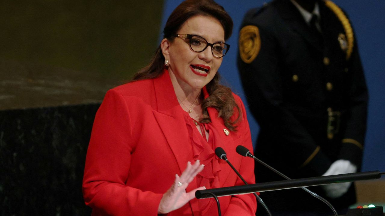 La présidente du Honduras, Xiomara Castro, s’adresse à l’Assemblée générale des Nations Unies à New York, aux États-Unis, le 20 septembre 2022. 