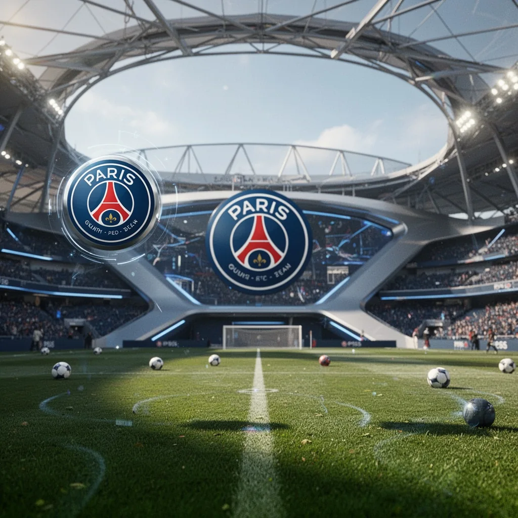 Vue extérieure du Parc des Princes, stade historique du PSG, avec un ciel nuageux au-dessus des tribunes